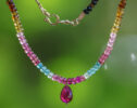 Watermelon Tourmaline Necklace with Pink and Blue Tourmaline