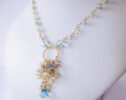 Aquamarine Necklace with Blue Topaz Statement Necklace in Gold Filled