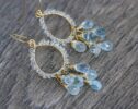 Aquamarine Small Chandelier Earrings, Wire Wrapped Gemstone Earrings