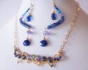 Blue Kyanite Bar Necklace and Kyanite Earrings Gemstone Jewlry Set in Gold Filled
