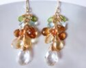 Citrine Cluster Earrings with Topaz and Peridot in Gold Filled