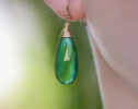 Emerald Green Serpentine and Ethiopian Opal Gemstone Jewelry Set in Gold Filled