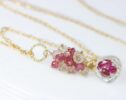 Floating Pink Gemstone Pendant Necklace in Gold Filled, One of a Kind