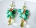 Green Chrysoprase Cluster Earrings with Lemon Quartz briolettes Wire Wrapped in Gold Filled