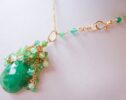 Green Chrysoprase Large Cluster Pendant Necklace in Gold Filled