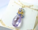 Huge Natural Pink Amethyst Pendant with Tanzanite, Topaz and Citrine in Gold Filled