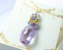 Huge Natural Pink Amethyst Pendant with Tanzanite, Topaz and Citrine in Gold Filled