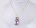 Huge Natural Pink Amethyst Pendant with Tanzanite, Topaz and Citrine in Gold Filled