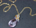 Huge Natural Pink Amethyst Pendant with Tanzanite, Topaz and Citrine in Gold Filled