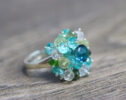 London Blue Topaz and Blue Tourmaline Sterling Silver Adjustable Ring