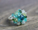 London Blue Topaz and Blue Tourmaline Sterling Silver Adjustable Ring