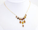 Luxury Amber Petrol Tourmaline Statement Bib Necklace in Gold Filled