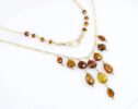 Luxury Amber Petrol Tourmaline Statement Bib Necklace in Gold Filled