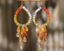 Mexican Fire Opal Chandelier Earrings in Gold Filled