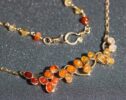 Mexican Fire Opal Gemstone Bar Necklace Wire Wrapped in Gold Filled