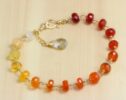 Mexican Fire Opal Gemstone Bracelet Wire Wrapped in Gold Filled