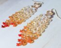 Mexican Fire Opal Tassel Earrings Wire Wrapped in Gold Filled