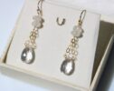 Natural Rock Crystal Quartz with Moonstone Small Simple Dangle Earrings