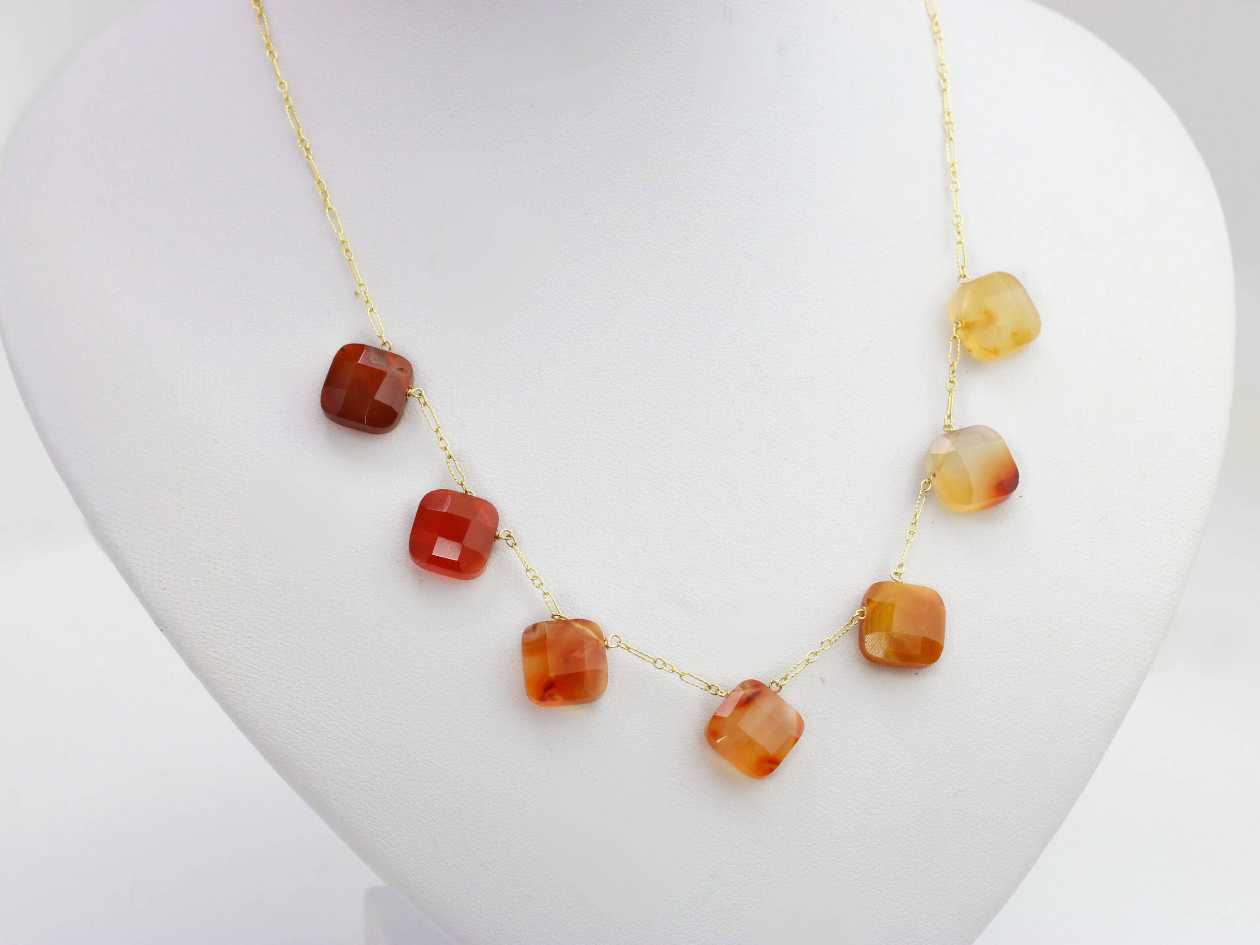 Ombre Orange Carnelian Gemstone Necklace