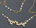 Pearl Bar Necklace Wire Wrapped in Gold Filled
