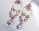 Pink Amethyst Chandelier Earrings in Gold Filled