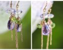 Pink Amethyst with Green Peridot Small Gold Filled Gemstone Earrings