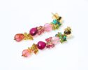 Pink, Green and Blue Tourmaline Small and Dangle Post Earrings in Gold Filled