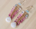Pink Sapphire and Moonstone Dangle Statemenet Earrings