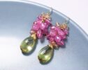 Pink Sapphire, Pink Tourmaline with Lemon Topaz Gemstone Jewelry Set in Gold Filled