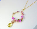 Pink Sapphire, Pink Tourmaline with Lemon Topaz Gemstone Jewelry Set in Gold Filled