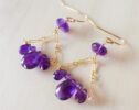 Purple Amethyst Dangle Earrings in Gold Filled