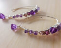 Purple and Pink Amethyst Wire Wrapped Silver Earrings