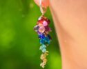 Rainbow Colorful Gemstone Cascade Earrings with Mixed Metals