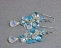 Rainbow Moonstone and Blue Topaz Silver Dangle Earrings