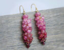 Red Ruby, Garnet, Pink Tourmaline, Pink Sapphires and Pink Topaz Cluster Earrings