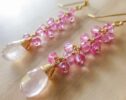 Rose Quartz and Pink Topaz Dangle Earrings in Gold Filled
