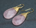 Rose Quartz Drop Earrings, Wire Wrapped Gemstone Earrings