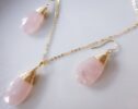Rose Quartz Wire Wrapped Large Pendant Necklace in Gold Filled