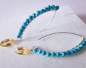 Turquoise Wire Wrapped Threader Earrings in Silver with Citrines