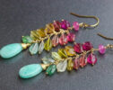 Watermelon Tourmaline Earrings with Amazonite in Gold Filled