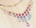 Pink and Blue Topaz Jewelry Set, Pink Ruby, Pink Sapphires and Tanzanite Statement Jewelry Set