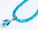Large Swiss Blue Topaz and Aqua Blue Apatite Statement Necklace in Silver