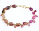 Watermelon and Pink Tourmaline Gemstone Bracelet Wire Wrapped in Gold Filled