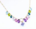 Multi Gemstone Drop Necklace in Gold Filled, Precious Colorful Necklace