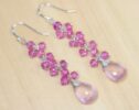 Rose Quartz and Pink Topaz Dangle Earrings in Sterling Silver