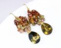 Tunduru Sapphires Cluster Earrings with Bi Color Lemon Topaz, Statement Earrings in Gold Filled