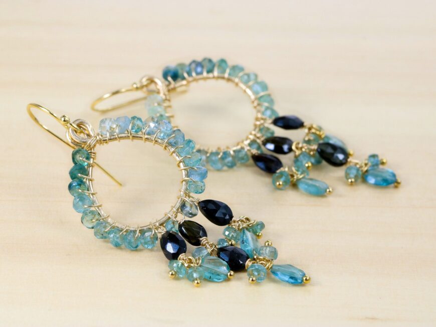 Indicolite Blue Tourmaline Chandelier Earrings