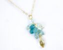 Santa Maria Blue Aquamarine Earrings and Necklace with Scapolite, Elegant Statement Gemstone Set