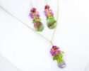 Bi Colored Tourmaline with Pink Sapphire and Green Peridot, Statement One of a Kind Earrings