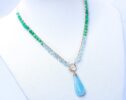 Blue Aquamarine Necklace with Chrysoprase and Green Onyx, Gold Filled Statement Necklace, One of a Kind